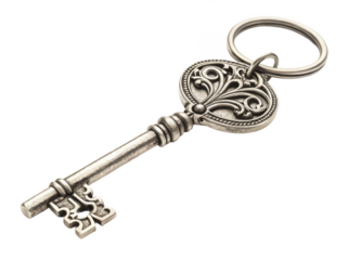 Classic vintage keychain png retro key holder png antique key tag png decorative key fob png classic metal keychain png vintage accessory png transparent background image