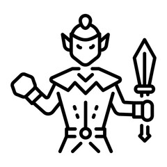 A line style icon of fantasy character
