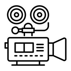 A linear style icon of film camera
