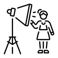 A linear style icon of cinematic light