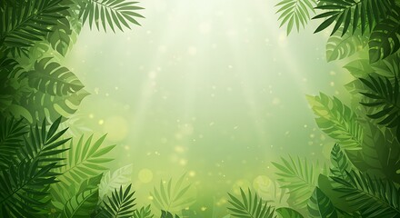 Nature leaves, green tropical forest, backgound illustration concept