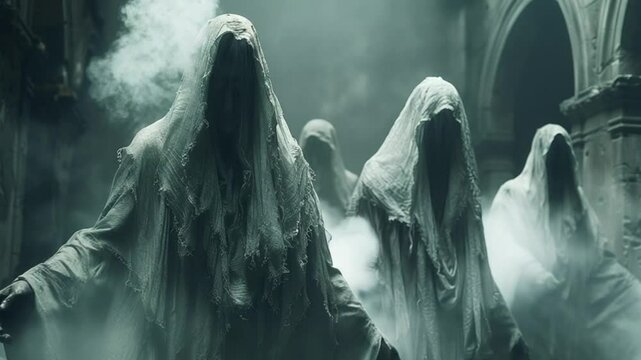 scary ghost characters on hellowen night