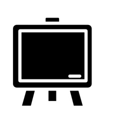 A simple black illustration of a small easel blackboard.