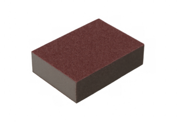 Wooden sanding block resting against neutral backdrop, ideal for woodworking surface preparation