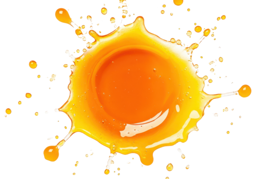 Burst of Golden Radiance Splatter of Orange Juice on Black
