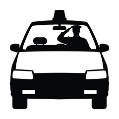 Police Officer Saluting in Car Silhouette