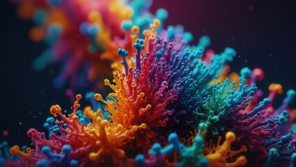 Obraz premium Iridescent Microfluid Globules, Scientific Rainbow Particles Background