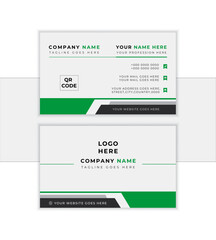 Modern business card template with green,black & white colors. Flat design vector abstract creative - Vector 
