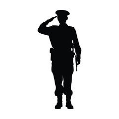 Silhouette of Saluting Soldier