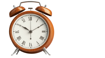 Vintage alarm clock displaying time home decor still life cozy atmosphere top view time management concept