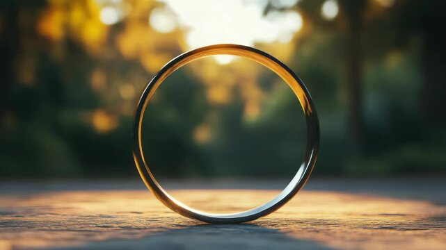 Close-up of a ring lying on the ground, can be used in jewelry or lost and found scenes