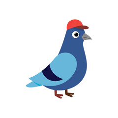 blue bird wearing postal cap
