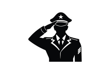 Saluting Officer Silhouette Illustration