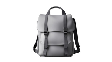 Naklejka premium Stylish grey backpack urban setting product photography minimalist design close-up view fashion statement for daily use