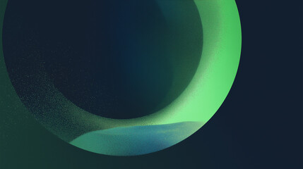 Glowing green sphere patten black background,  grainy gradient noise texture,  poster banner backdrop abstract design, power point background