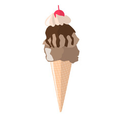 Chocolate ice cream cone illustration