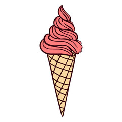 Strawberry swirl ice cream cone illustration