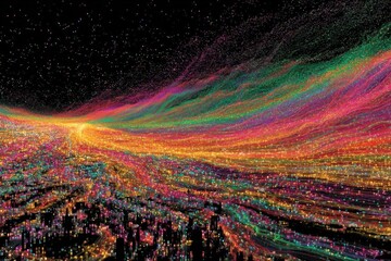 Colorful Abstract Illustration of Stock Market Volatility and Chaos