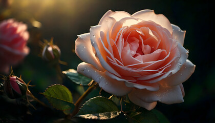 pink rose with water drops