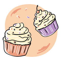 Cupcakes color stroke