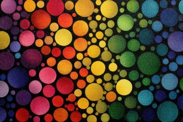 Vibrant Colorful Abstract Pattern with Dots Against Black Background