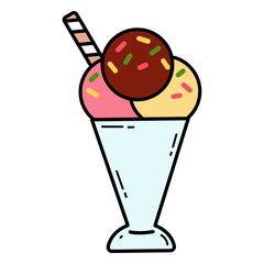 Multi flavor ice cream cup dessert