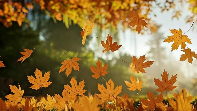 Autumn falling leaves