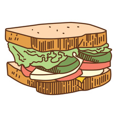 Food illustration sandwich