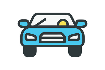 Modern Car Icon Vector Design, Automobile Front View Symbol Graphic, Vehicle Transport Logo, Minimalist Car Silhouette Illustration, Flat Car Icon, Car Front View Vector