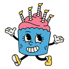 Cupcake retro cartoon birthday