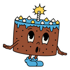 Chocolate cake retro cartoon birthday