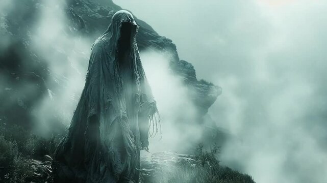 scary ghost characters on hellowen night