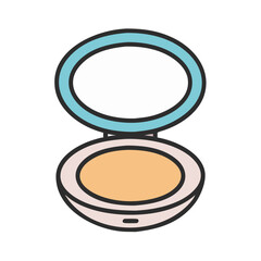 Makeup Compact Powder Icon with mirror isolated on white background