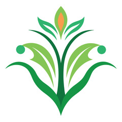 Abstract floral design vector illustration fresh green and orange elements graphic