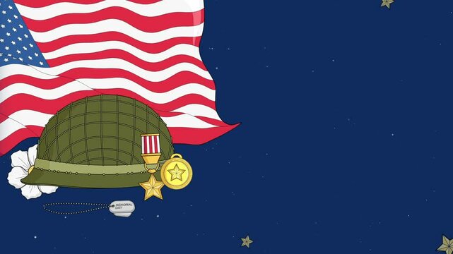 Memorial Day Tribute Background with American Flag and Military Elements