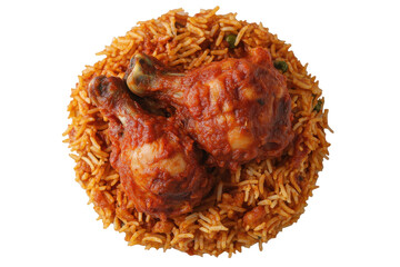 Fiery chicken drums crown vibrant rice a culinary masterpiece against the void