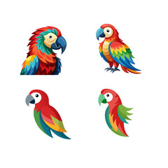 set of colorful parrots