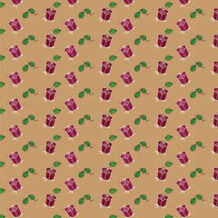 Seamless Pattern with Red Roses and Day Dear Text on Light Background