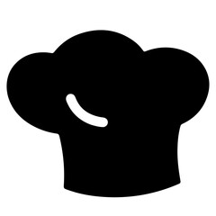 A black silhouette illustration of a chef's hat.
