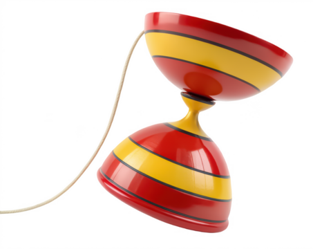 Diabolo png twin cup juggling toy png Chinese yo-yo png circus spinning diabolo png toy on string png skill-based juggling tool png transparent background image