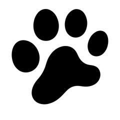 A simple black paw print illustration.