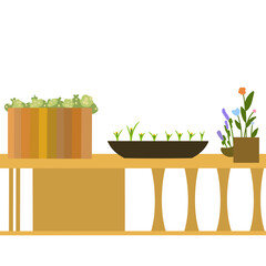 Potted Plant on Wooden Table Illustration | Plant trees to care for the environment - PNG Clipart 