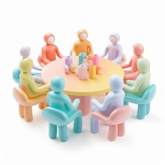 3D People in a Meeting Representing Collaboration and Productivity