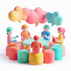 3D People Discussing Ideas to Promote Collaboration and Innovation