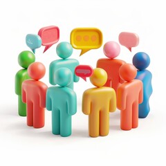 3D People Communicating with Speech Bubbles Emphasizing Diversity and Idea Exchange