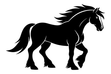 Clydesdale Horse Walking Silhouette Art