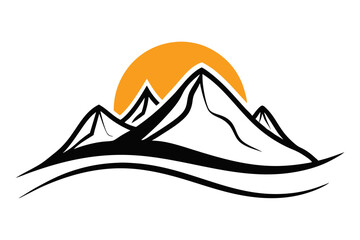 Colorful Mountain Sun Wave Logo Design