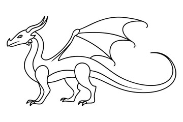 Mythical Dragon Coloring Book Page Line Illustration