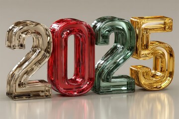 Celebrating 2025 New Year with Elegant Numerals and Festive Decor