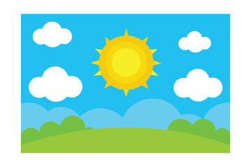 Fototapeta premium summer landscape with sun and clouds